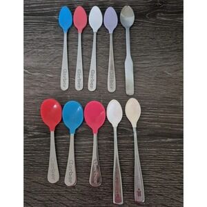 Vintage Baby Spoons Soft Tip Gerber & The First Year Mix Lot Of 10 Total.